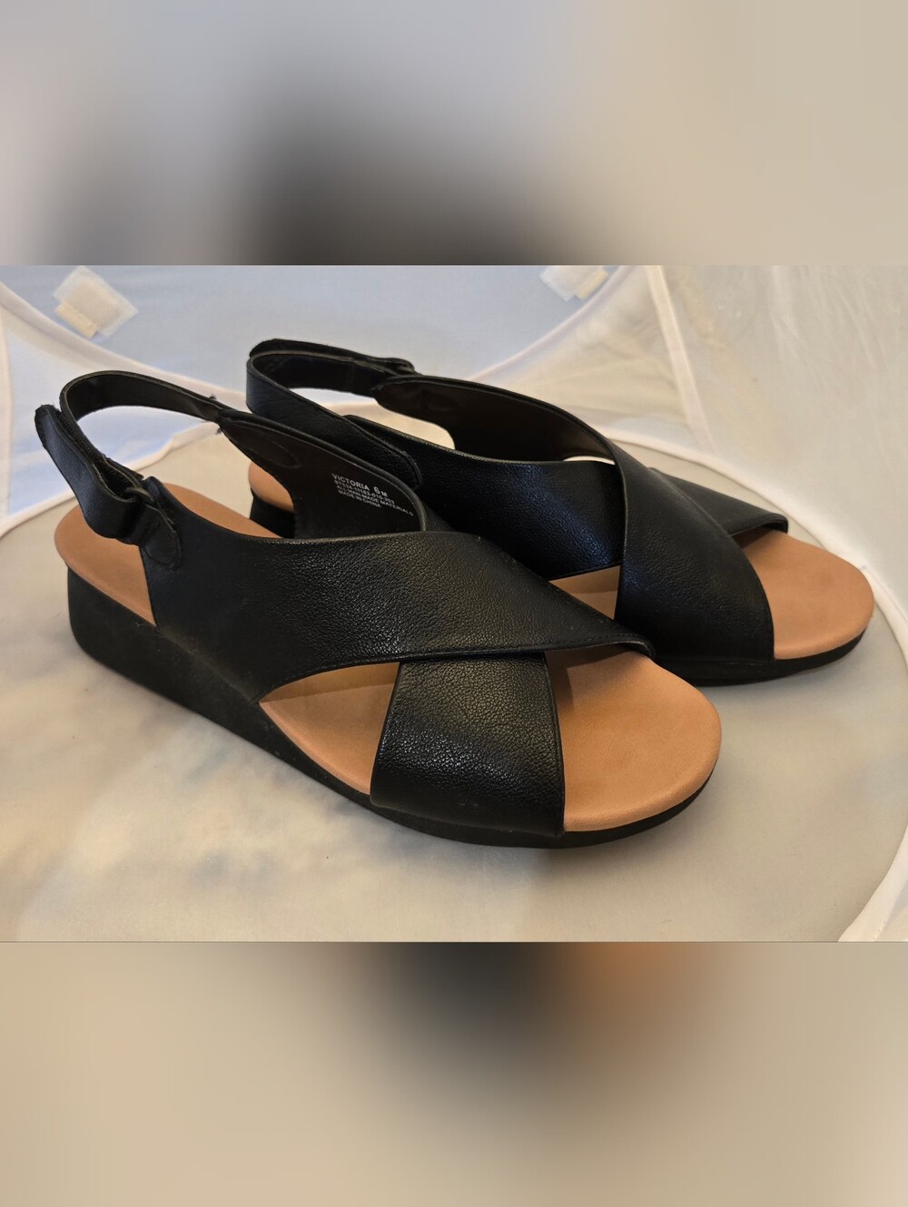 BareTraps Black Velcro Slingback Sandals